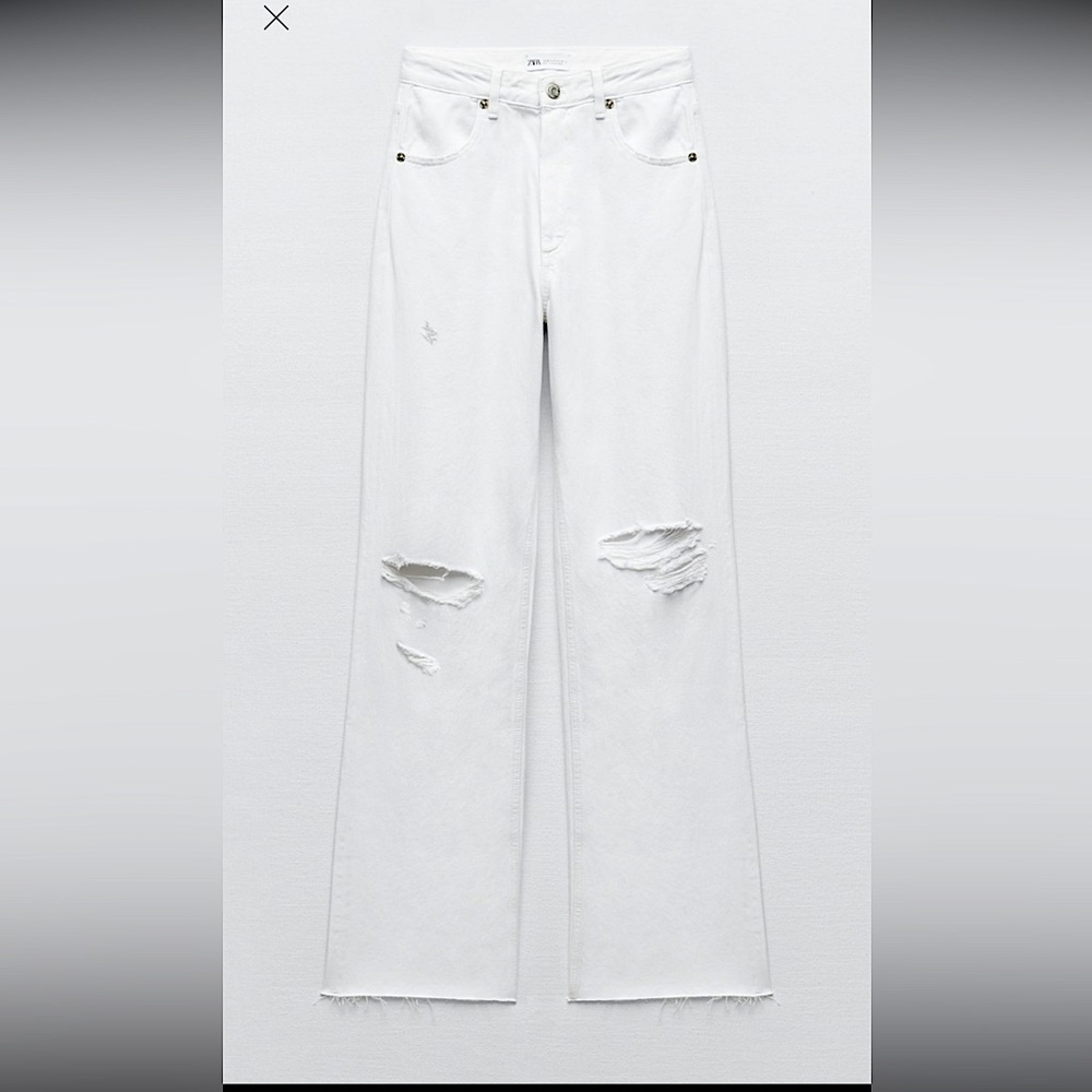 ZARA - HI RISE - WIDE LEG - FULL LENGTH. TR RIPPED WIDE LEG JEANS